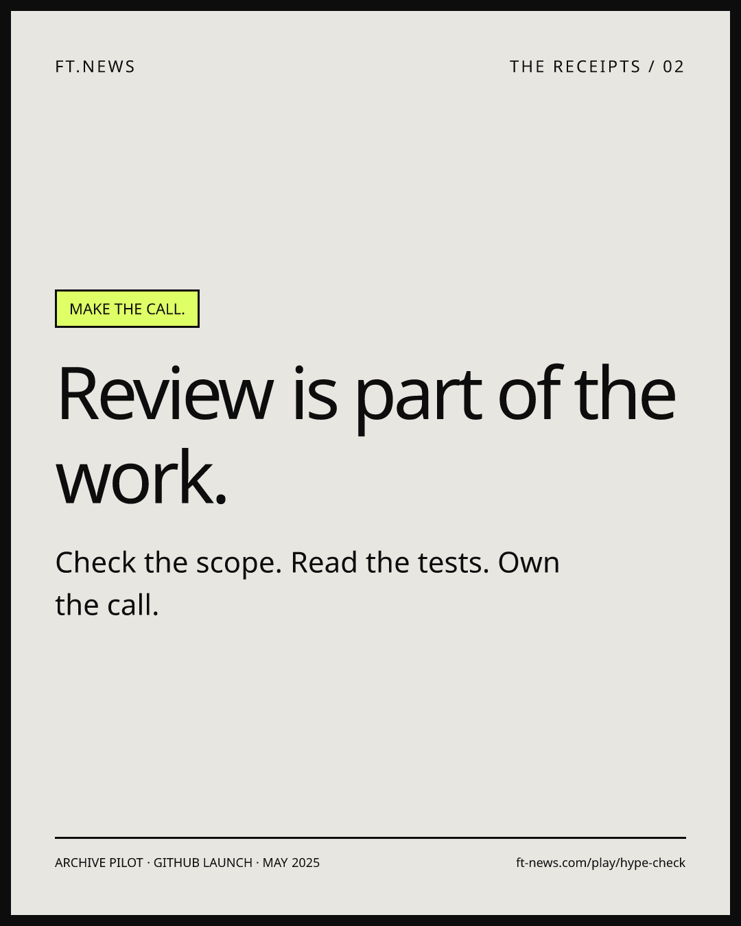 Instagram carousel frame 2: Review is part of the work